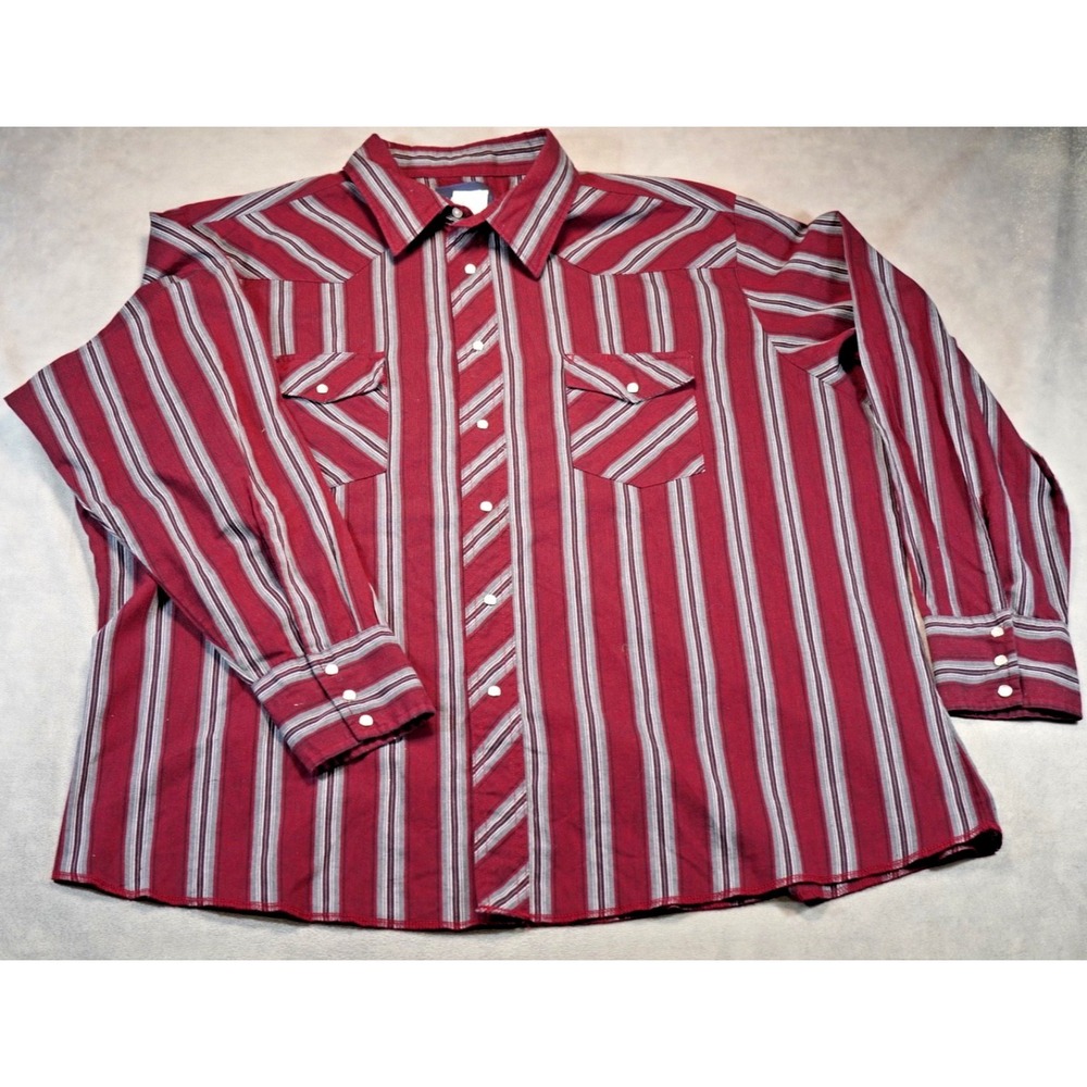 Vintage Wrangler Pearl Snap Stripe Cowboy 2XL Classic Western Pattern